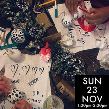 Load image into Gallery viewer, Christmas Workshop: Learn Brush Lettering & Decorate 3 Ceramic Christmas Baubles. Sunday 23rd November. 1:30pm - 3:30pm.
